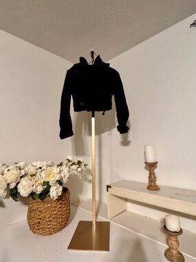 Burberry Black Cropped Pea Coat